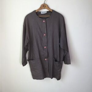 Diane Von Furstenberg Vintage Linen Button Down Tunic Shirt